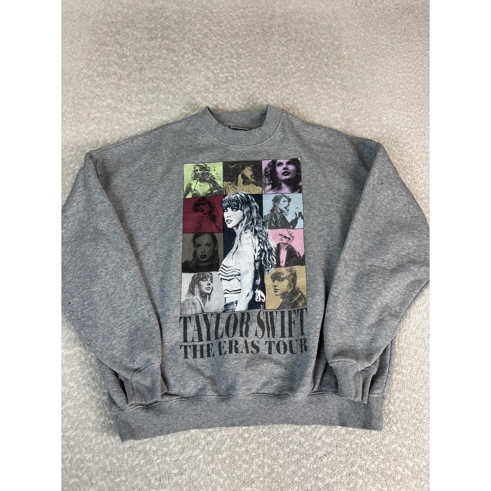 Taylor Swift Sweatshirt Womens XS Gray The Eras Tour Graphic Fleece Pullover